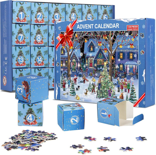 Advent Calendar 2024 for Kids, Jigsaw Puzzle 24 Days Christmas Countdown Calendar for Boys and Girls Family Game Surprise Xmas Gifts for Teens Adults